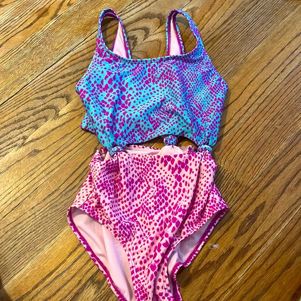 One piece bathing suit, multi color dots, brand new already removed tags,